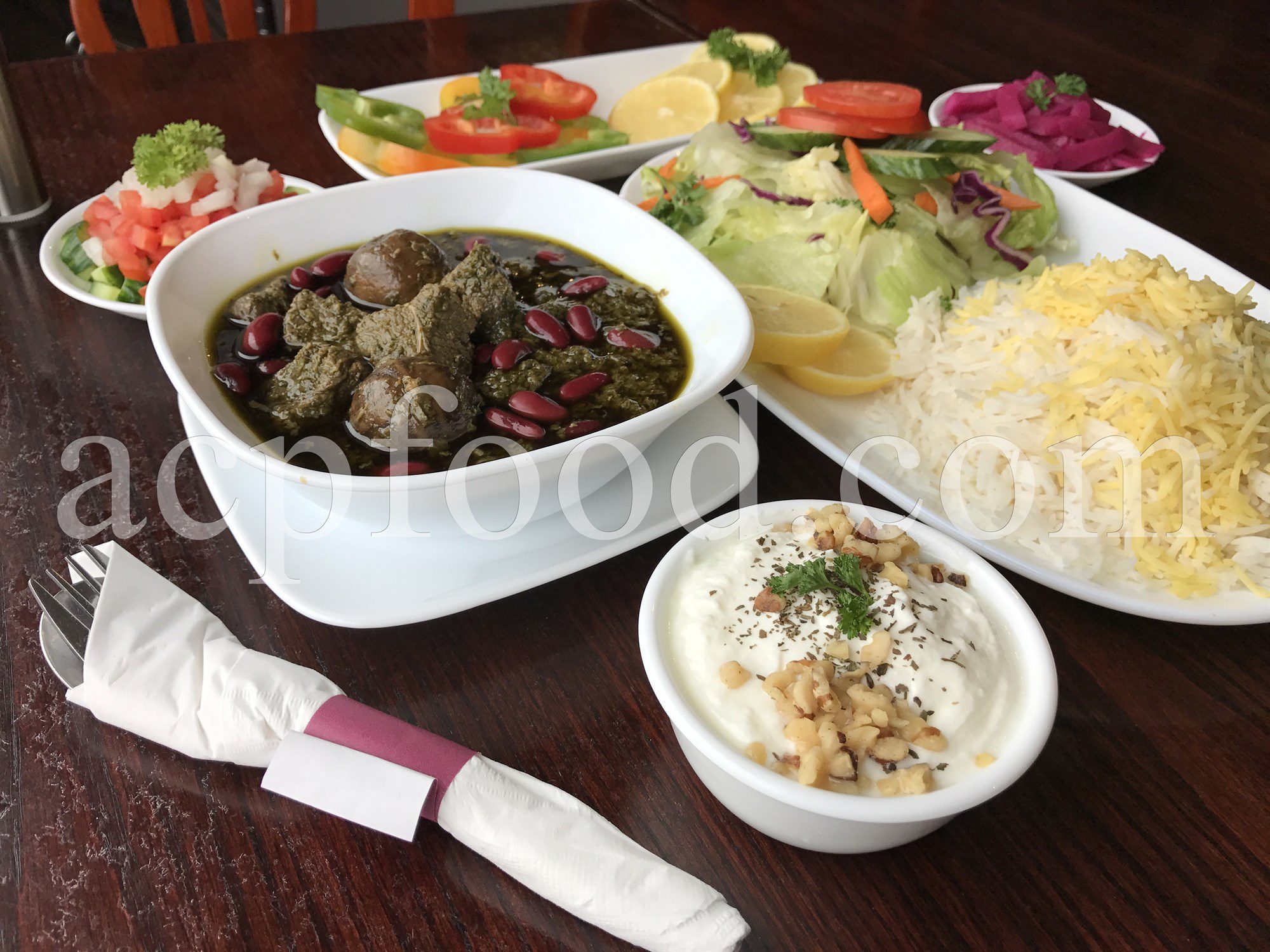 Ghorme Sabzi. Persian dish. Iranian dish. Persian food. Iranian food.