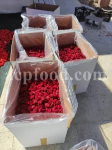 Dried pomegranate flower petals on display